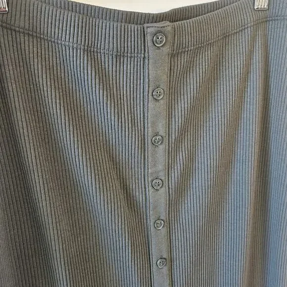Polo Ralph Lauren Button Front Rib Knit Gray Pencil Skirt Medium - Picture 3 of 15